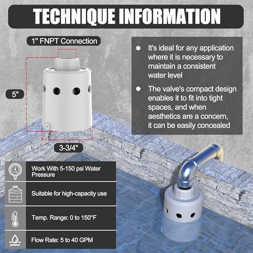 Moestoont Float Valve For Water Tank Designed for Water Level Control, Auto Filling&Shut Off, Durable Nylon Resin Water Trough Float Valve for Livestock tank,Fish Pond,Fountains etc. White 1pc - Image 2