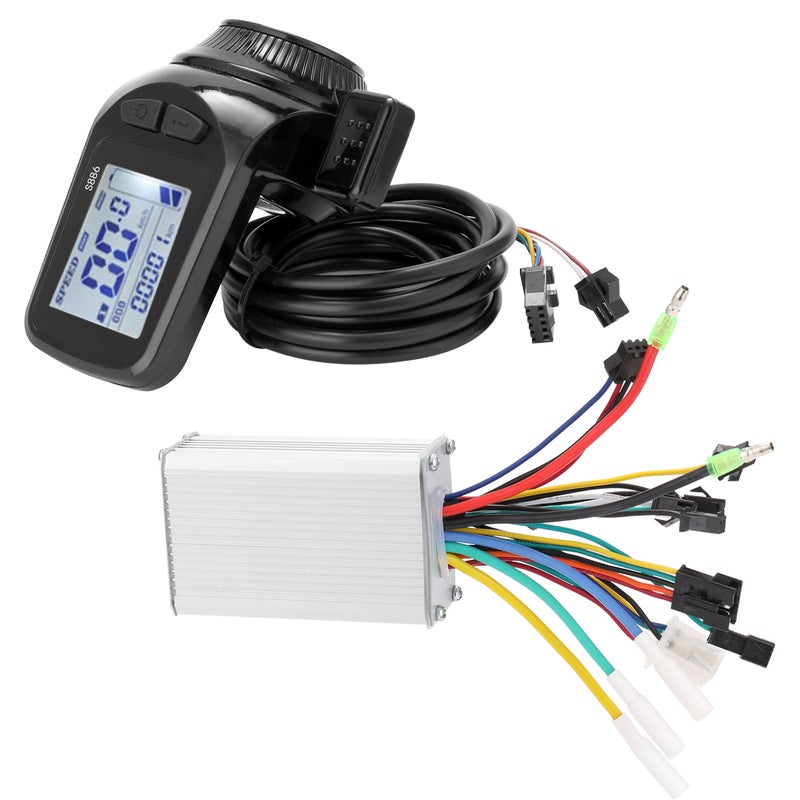 'ensemble قطرات Controller بدون فرشاة محرك 350W 24V-48V/36V-60V مع لوحة عرض LCD ومعدل تحكم بالإبهام - مجموعة Controller بدون فرشاة لدراجات كهربائية وعربات التنقل S886' - Image 1