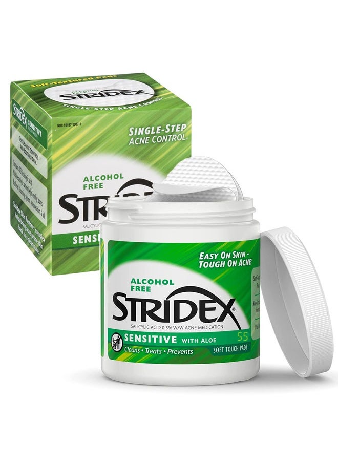 Stridex - 55 Pads Daily Care Medicated Acne Pads (Mild Strength)  Acne Treatment For Face,Reduces The Number Of Acne Pimples And Blackheads And Allows Skin To Heal - Image 1