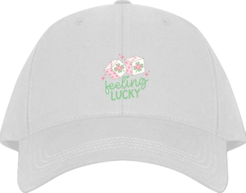 FEELING LUCKY Plain unisex baseball cap White