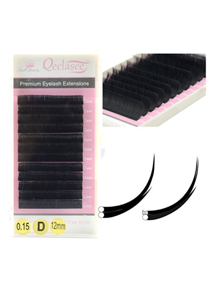 Qeelasee Ellipse Eyelash Extension 015 C Curl 14mm Flat Eyelashes False Mink Individual Eyelash Extension Professional Salon Used Black Mink False Lashes Mink Lashes Extensions - Image 4
