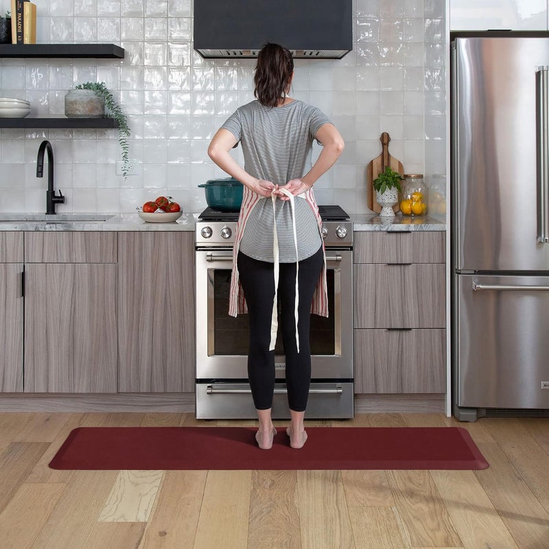 GelPro Anti Fatigue Nonslip Mat: Hard Floor Utility Mats for Garage, Patio and Kitchen - 20" x 72" x .5" - Leather Grain Cranberry - Image 5