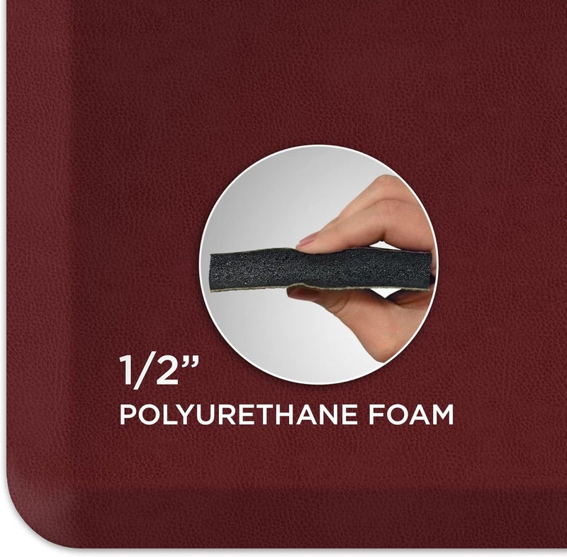 GelPro Anti Fatigue Nonslip Mat: Hard Floor Utility Mats for Garage, Patio and Kitchen - 20" x 72" x .5" - Leather Grain Cranberry - Image 3