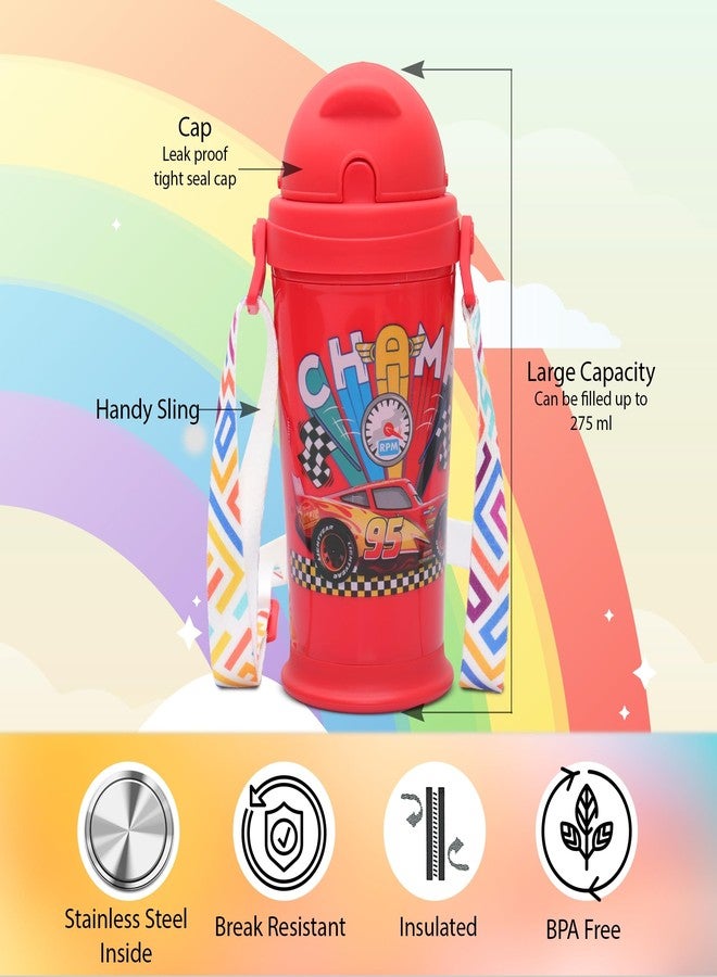 Jaypee Zippy Inner Stainless Steel 275 ml Red Disney Character Printed PU Insulated Water Bottle for Kids|Rustproof & Leakproof Bottle|Ideal for School & Travel - Image 4