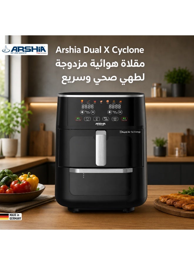 Arshia Dual Digital Air Fryer 11L – Double Basket with Independent Controls – Healthy Oil-Free Cooking - Image 2