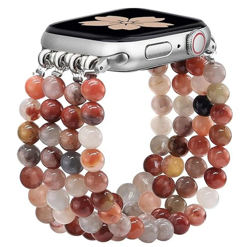 Bluejw Handmade Beaded Elastic Stretch Bracelet Replacement Watch Strap for Apple Watch & Fitbit 38mm 42mm – Comfortable, Adjustable Wristband Band - Image 1