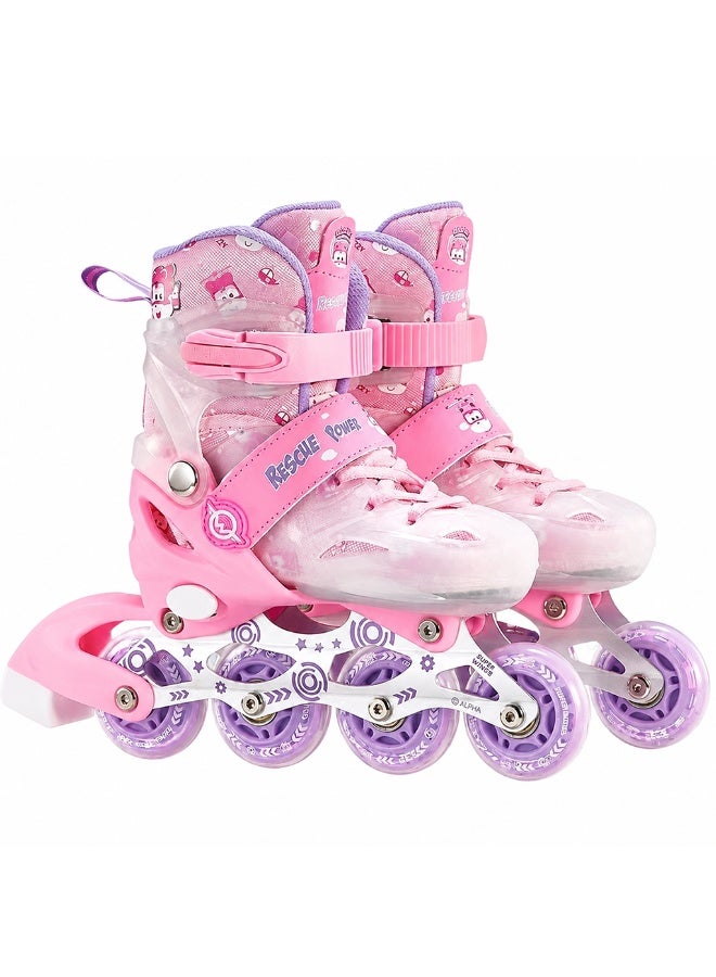 زلاجات دوارة (Inline Skates) قابلة للتعديل للأولاد والبنات، مزودة بعجلات مضيئة وحماية كاملة للقدم، وتتميز بتصميم جذاب بطابع رواد الفضاء؛ مثالية للاستخدام في الهواء الطلق وللمبتدئين. - Image 1