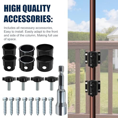 EliteShade USA Full Aluminum NonRust Deck Umbrella Mount Heavy Duty Metal Patio Umbrella Base Stand 2 Piece Outdoor Umbrella Holder for Deck Railing Black - Image 3