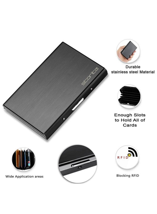 Storite Storite Black 10 Slots RFID Protected Metal Credit Debit ATM Card Holder Case Wallet for Men Women (10cm x 7.5cm x 1.8cm)  - Image 3