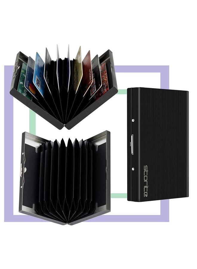Storite Storite Black 10 Slots RFID Protected Metal Credit Debit ATM Card Holder Case Wallet for Men Women (10cm x 7.5cm x 1.8cm)  - Image 4