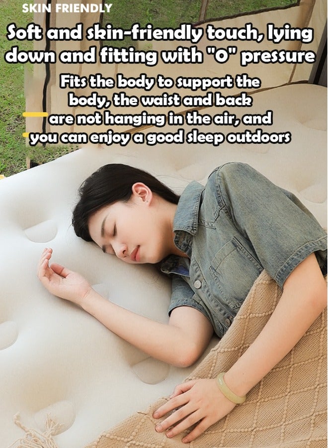 ZCM-HAPPY Thick Foldable Outdoor Camping Air Mattress Bed - Portable, Inflatable, Ultra-Comfortable with Hand Pump, Air Pillow and Accessories, Ideal for Camping, Hiking, and Travel (203x152x22 cm) - Image 5
