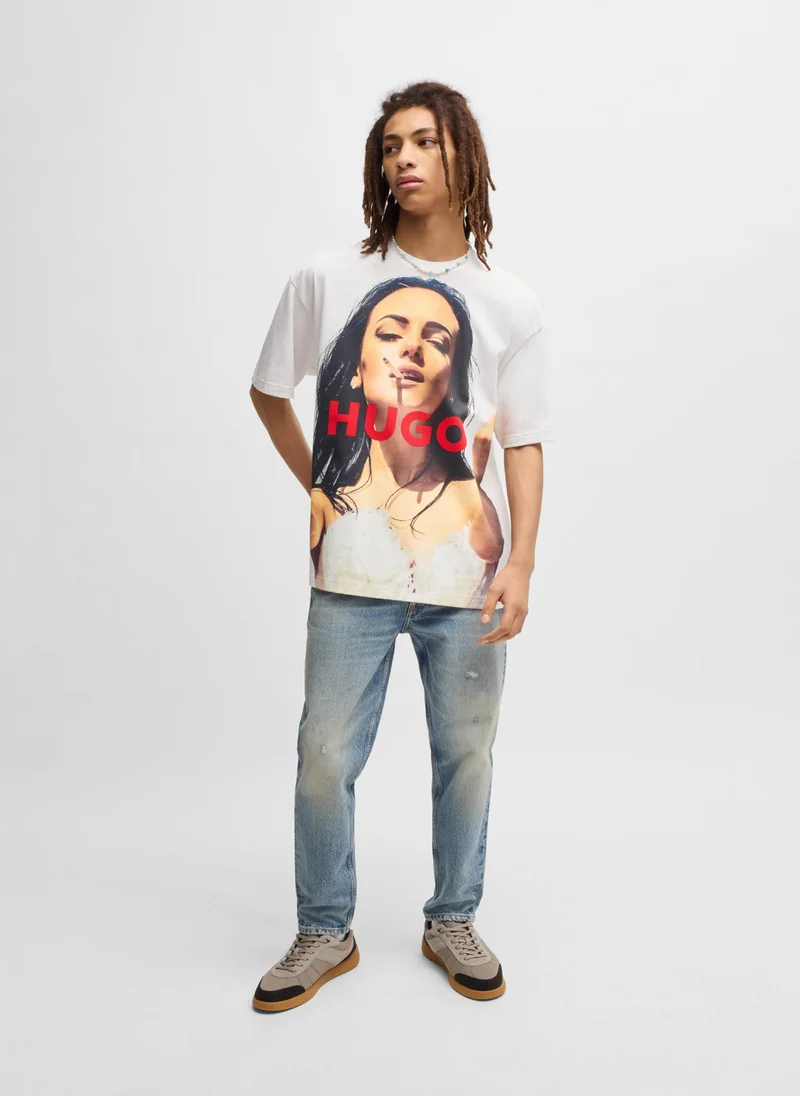 HUGO Oversized-fit T-shirt in cotton with high-impact print