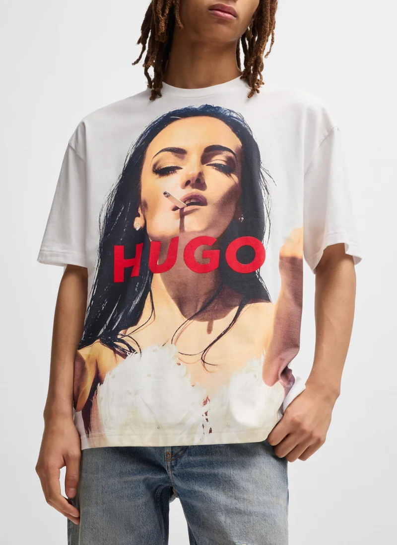 HUGO Oversized-fit T-shirt in cotton with high-impact print