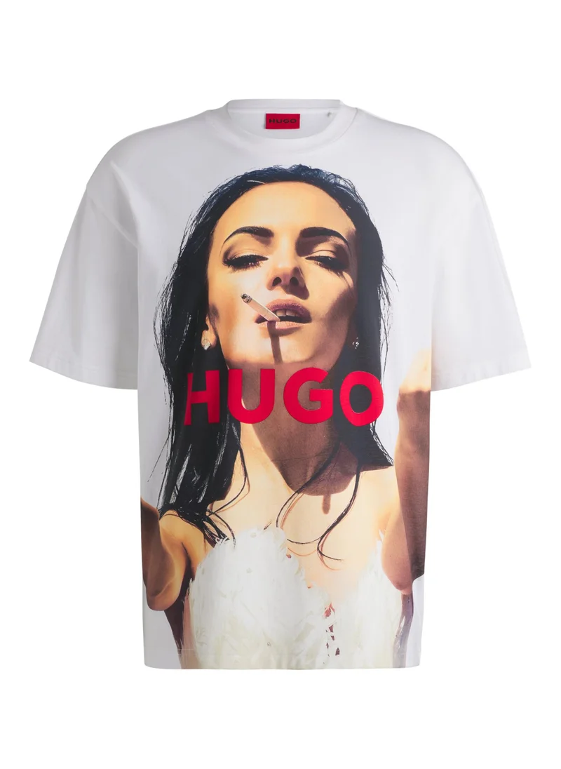 HUGO Oversized-fit T-shirt in cotton with high-impact print