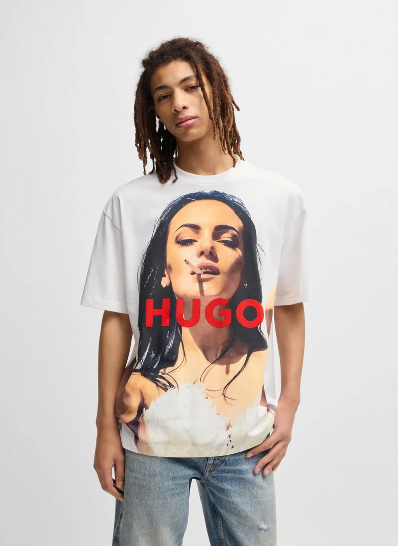 HUGO Oversized-fit T-shirt in cotton with high-impact print