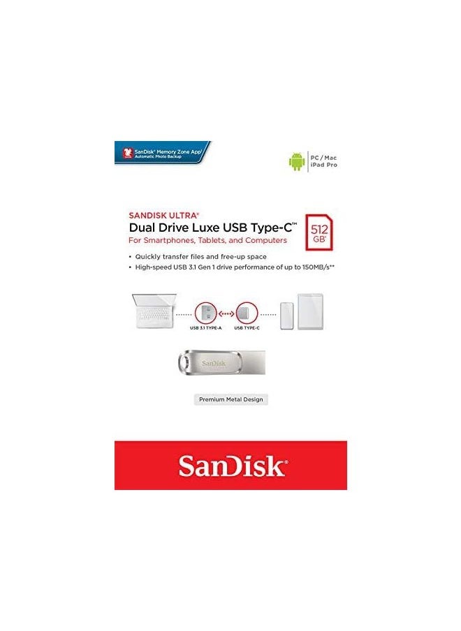 Sandisk SanDisk Ultra 512GB dual hard drive Luxe Type-C with up to 150MB/s USB  - Image 5