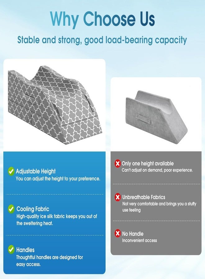 CloudBliss Leg Elevation Pillow, Adjustable Cooling Memory Foam, Summer Ice Sick Cover, Wedge Pillow for Surgery & Blood Circulation & Swelling, Knee Pillows for Back Knee Hip Ankles Pain, Rest Grey - Image 5