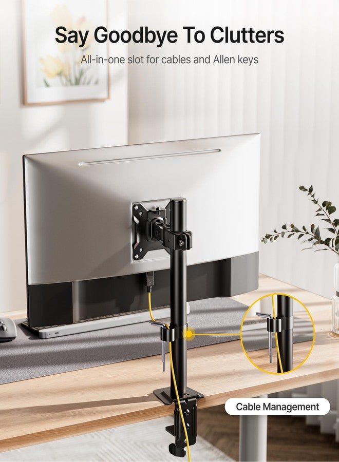 monTEK Single Monitor Stand, Stable Monitor Arm for 17-32 inch& 22lbs Capacity Screen, Height Adjustable Desk Mount with C Clamp and Grommet Base, VESA 75 * 75MM/ 100 * 100MM - Image 4
