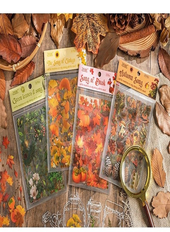 DEOXY مجموعة من 4 ملصقات إسفنجية زخرفية من ديوكسي، سلسلة الصباح، ثلاثية الأبعاد، ليزرية وذاتية اللصق، ملصق ختم ظرف ثلاثي الأبعاد، ملصقات زخرفية من مادة دفتر يوميات أمريكية عتيقة (DX-006) - Image 1