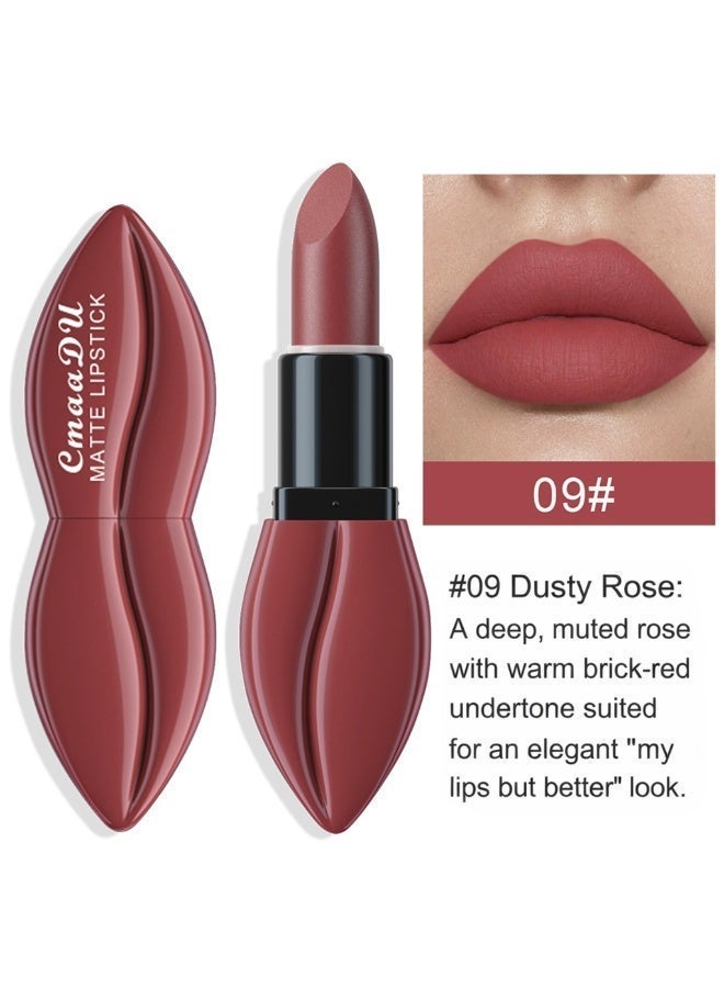 CmaaDu Matte Velvet Lipstick, 3.5g High-Pigment Lip Color, Waterproof & Smudge-Proof Cream Stick, Non-Drying Finish - #09 Dusty Rose - Image 3
