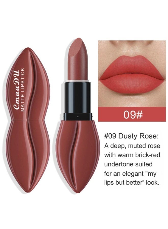 CmaaDu Matte Velvet Lipstick, 3.5g High-Pigment Lip Color, Waterproof & Smudge-Proof Cream Stick, Non-Drying Finish - #09 Dusty Rose - Image 3