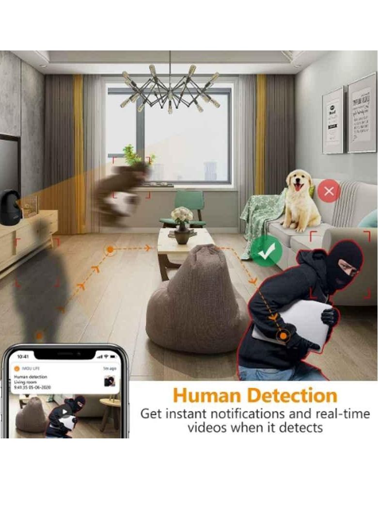 IMOU Indoor Wi-Fi Security Camera, 1080P Pan/Tilt, Home Surveillance Camera with Human Detection, Smart Tracking, Privacy Mask, Smart Sound Detection, Two-way Audio and Night Vision Renger2 Black  - Image 3