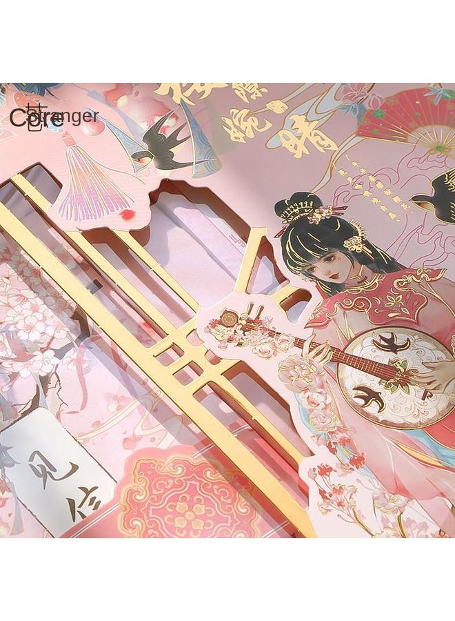 Bluejw Hand Ledger Suit Hand Ledger Gift Box A Set Of Antique Hand Ledger Material Gift Bag Girl Notebook Full Set - Image 3