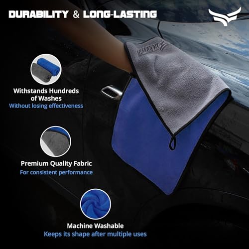 XTRIM Microfiber Cleaning Cloth XL 30X70 cms - 500 GSM, Car Towel for Cleaning, Car Cleaning Clothes Microfiber, Bike & Car Wash, Exterior Cleaning Kapda, Glass Cleaning (Pack of 2, Grey & Blue) - Image 4