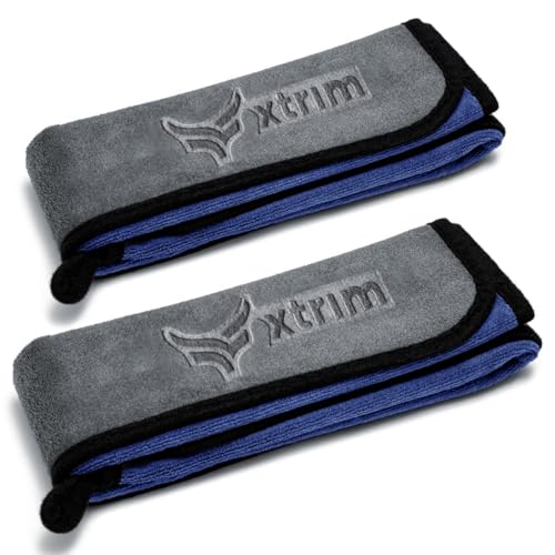 XTRIM Microfiber Cleaning Cloth XL 30X70 cms - 500 GSM, Car Towel for Cleaning, Car Cleaning Clothes Microfiber, Bike & Car Wash, Exterior Cleaning Kapda, Glass Cleaning (Pack of 2, Grey & Blue) - Image 1