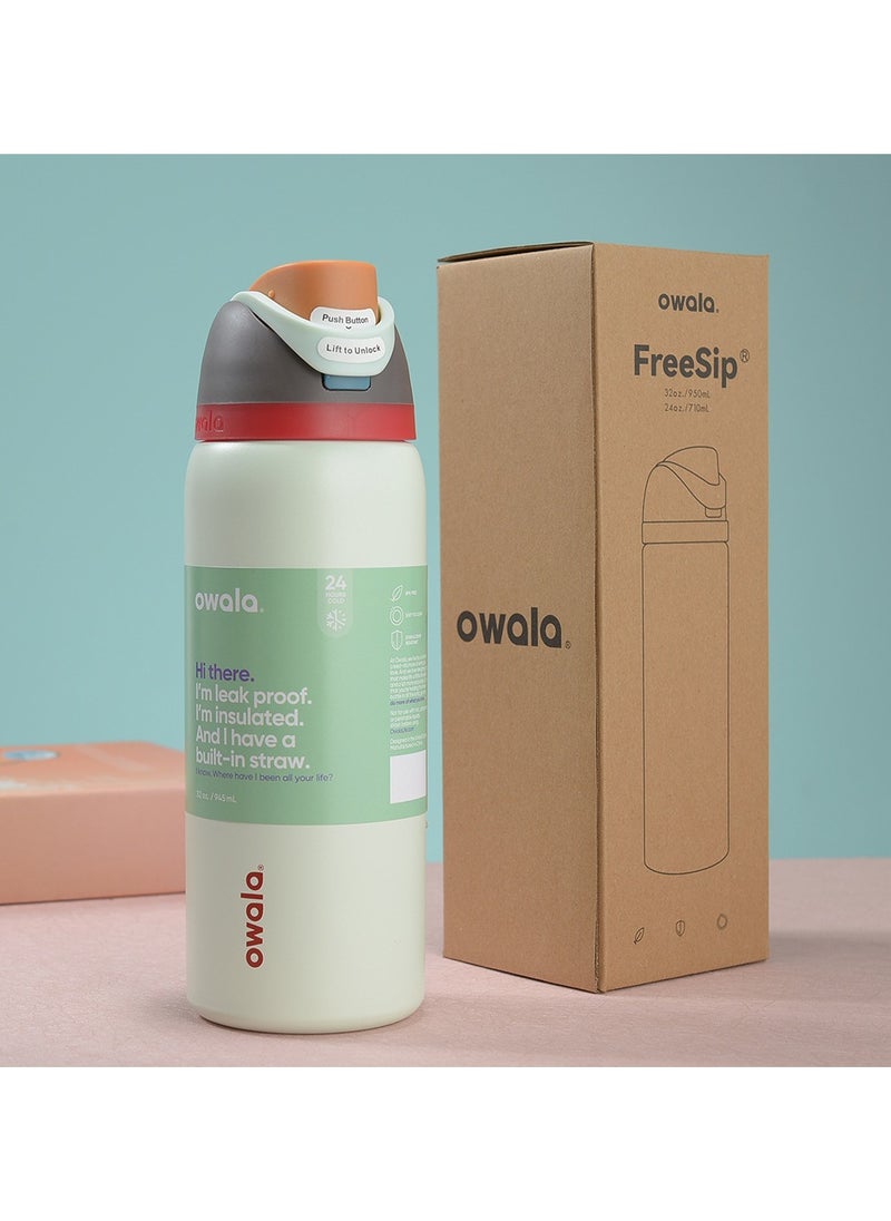Owala FreeSip Insulated Stainless Steel Water Bottle With Straw For Sports Travel And School BPA Free Sports Water Bottle(32OZ) 