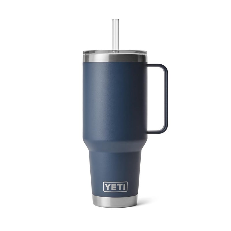 YETI Rambler 42 oz Tumbler with Handle and Straw Lid, Travel Mug Water Tumbler, Vacuum Insulated Cup with Handle, Stainless Steel, Navy - Image 3
