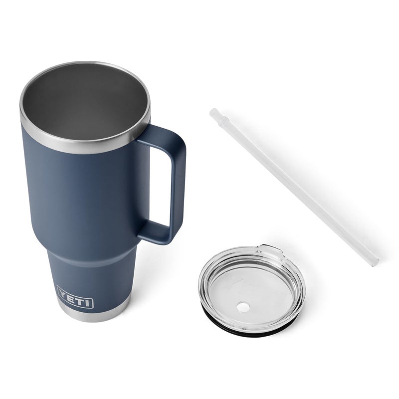 YETI Rambler 42 oz Tumbler with Handle and Straw Lid, Travel Mug Water Tumbler, Vacuum Insulated Cup with Handle, Stainless Steel, Navy - Image 5