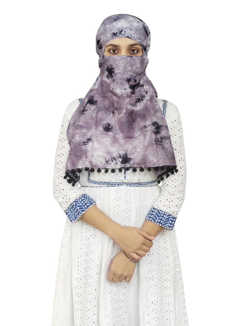 Switchon Rayon Mill Tie Dye Innovative Scarf For Female With Closer 4 Inch Hook And Loop Tape Size Adjustable (Gray) - Image 2