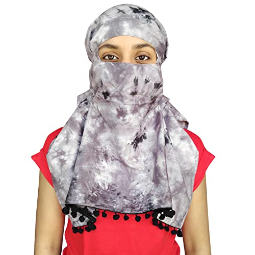 Switchon Rayon Mill Tie Dye Innovative Scarf For Female With Closer 4 Inch Hook And Loop Tape Size Adjustable (Gray) - Image 1