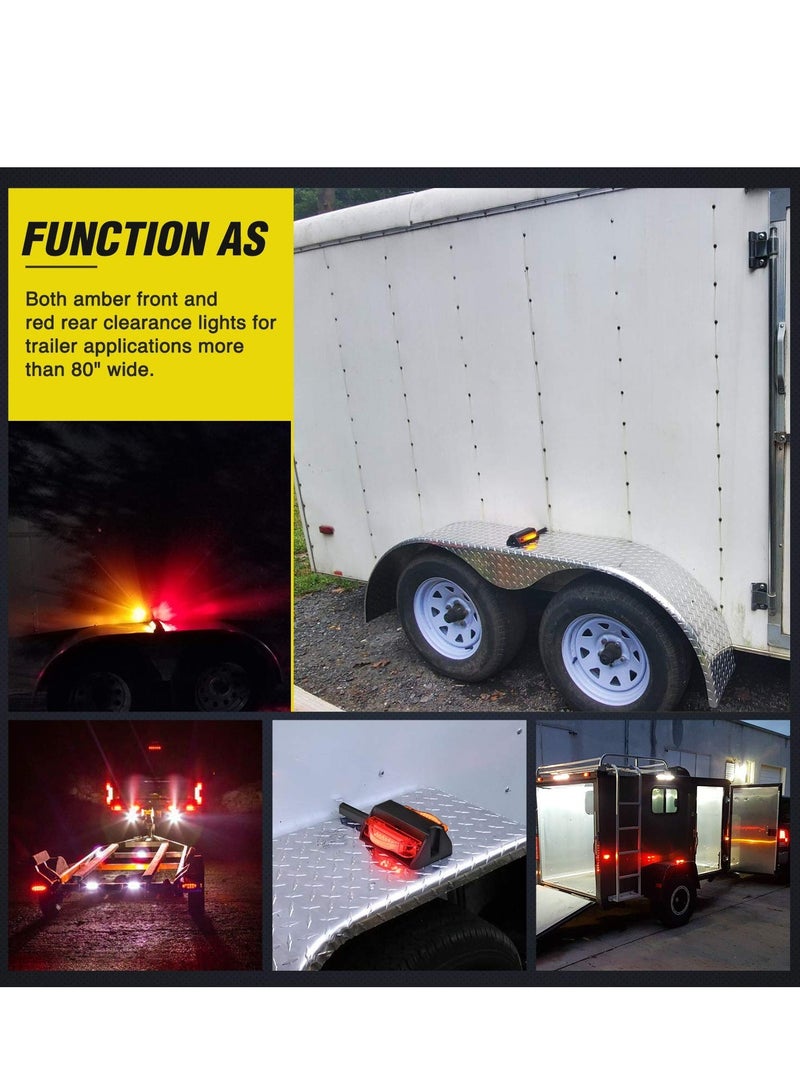 Excefore 2PCS Dual Face LED Trailer Fender Lights Amber Front and Red Rear Pre Wired for Easy Installation Drive Safely for Trailer Lorry Caravan Van Tractor  - Image 2