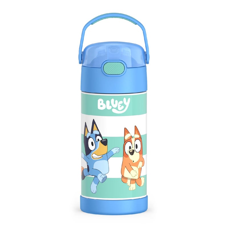 THERMOS THERMOS FUNTAINER Water Bottle with Straw  12 Ounce  Kids Stainless Steel Vacuum Insulated Water Bottle with Lid Bluey