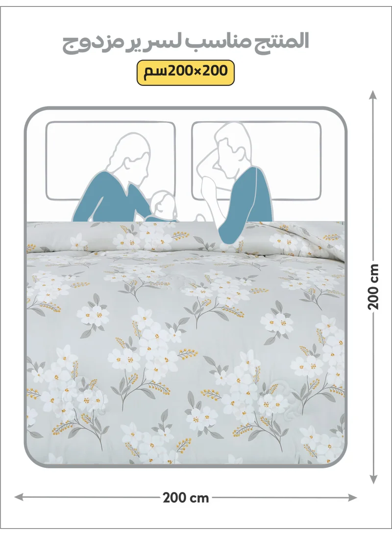 Donetella Bedding Comforter Set King Size, 6-Pcs Bed Set Fits 200x200 Cms -Printed Bedding Set-All Season- Brushed Microfiber (طقم مفرش سرير فندقي)