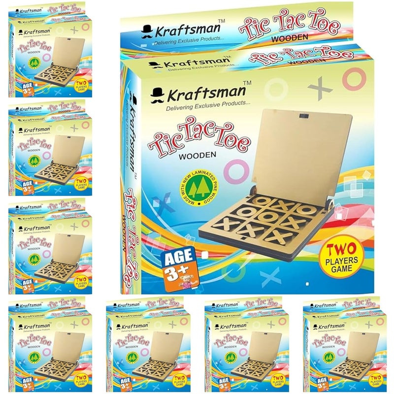 Braintastic لعبة تيك تاك تو الخشبية للسفر - لعبة تعليمية إبداعية للأطفال (عبوة من 8) - Image 1