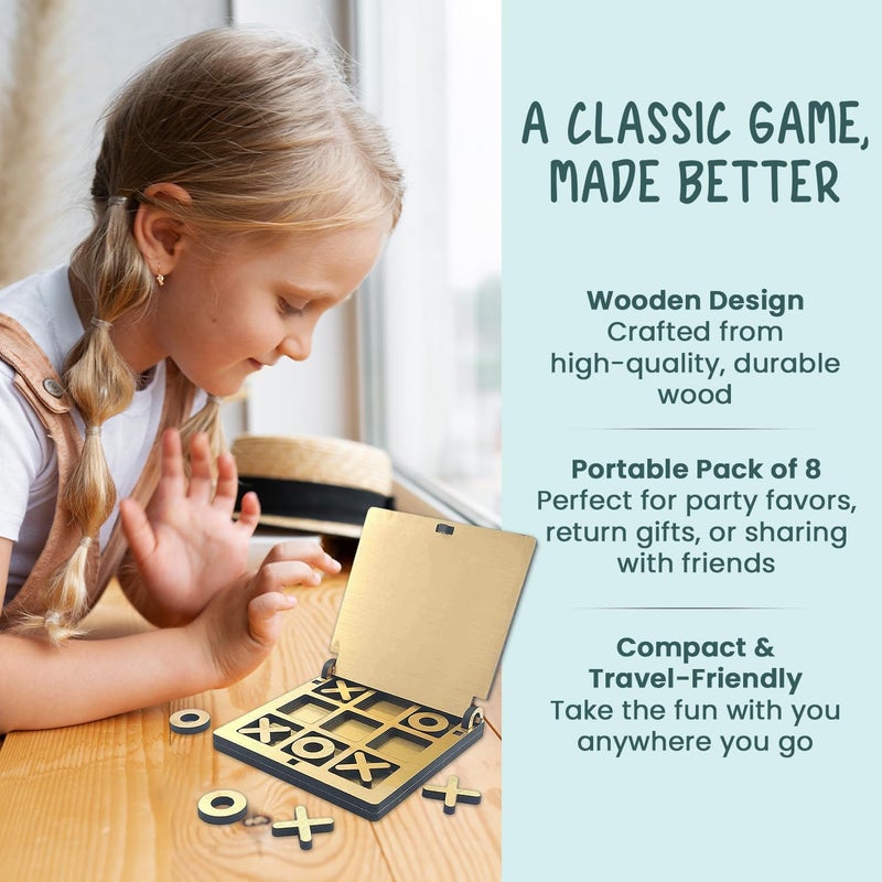 Braintastic لعبة تيك تاك تو الخشبية للسفر - لعبة تعليمية إبداعية للأطفال (عبوة من 8) - Image 5