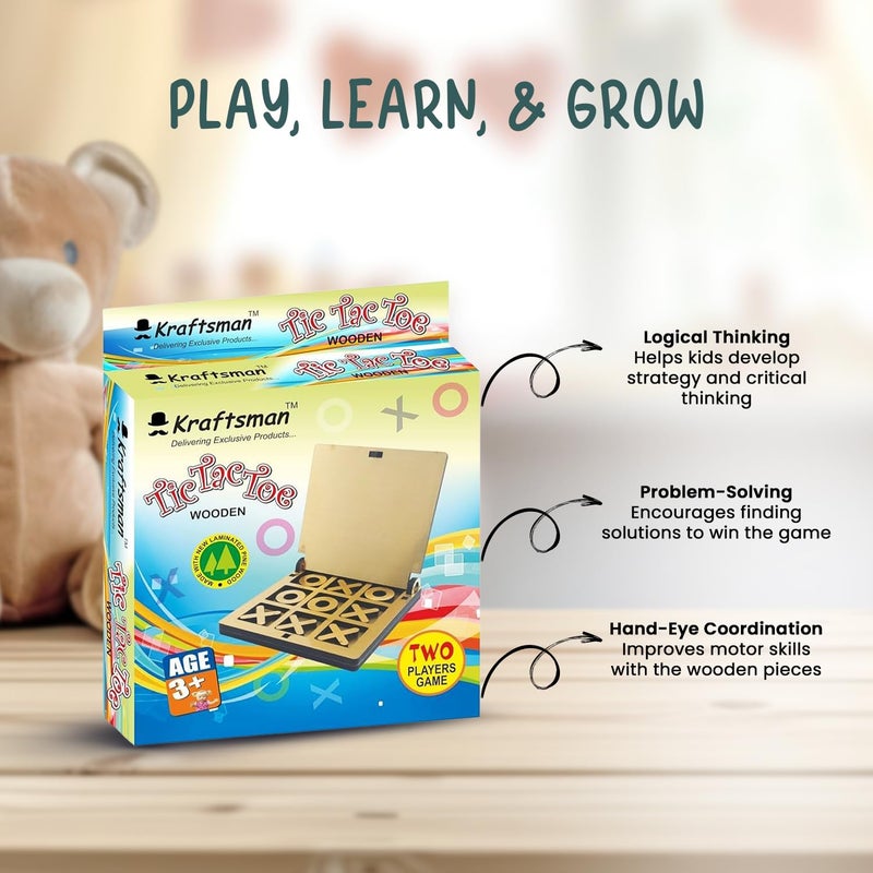 Braintastic لعبة تيك تاك تو الخشبية للسفر - لعبة تعليمية إبداعية للأطفال (عبوة من 8) - Image 3