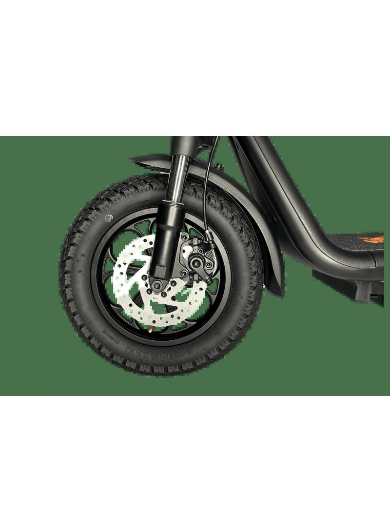 KUGOO C1 Plus Foldable Electric Scooter with Seat, 500W Motor, Up to 45km/h, Up to 35km Range, 12-Inch Pneumatic Tires, Rear Basket, Black - Image 4