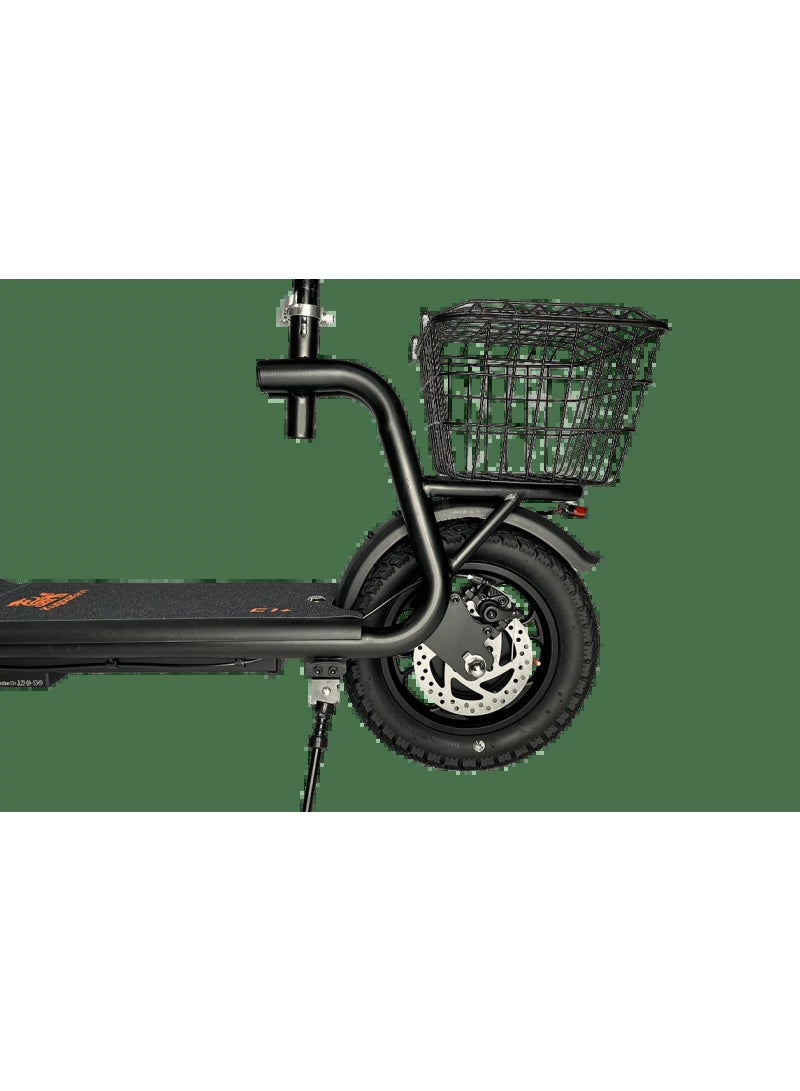 KUGOO C1 Plus Foldable Electric Scooter with Seat, 500W Motor, Up to 45km/h, Up to 35km Range, 12-Inch Pneumatic Tires, Rear Basket, Black - Image 5