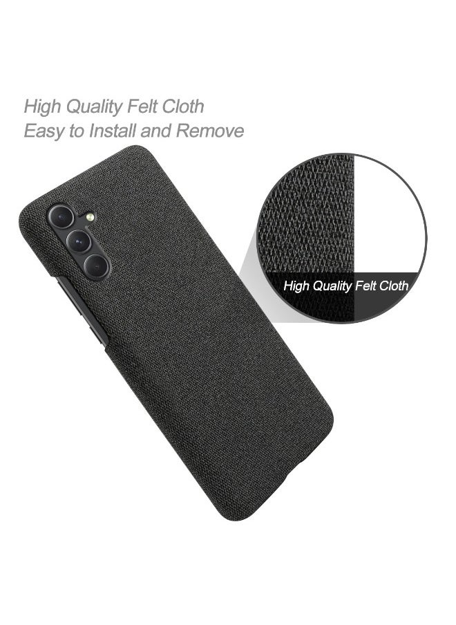 Generic Samsung Galaxy A-55 Case, Soft Premium Felt Cloth Phone Case for Samsung Galaxy A-55, Slim Comfortable Waterproof and Shockproof, Fully-Wrapped Plush Fabric Cover Compatible with Samsung A-55 5G, Black  - Image 4