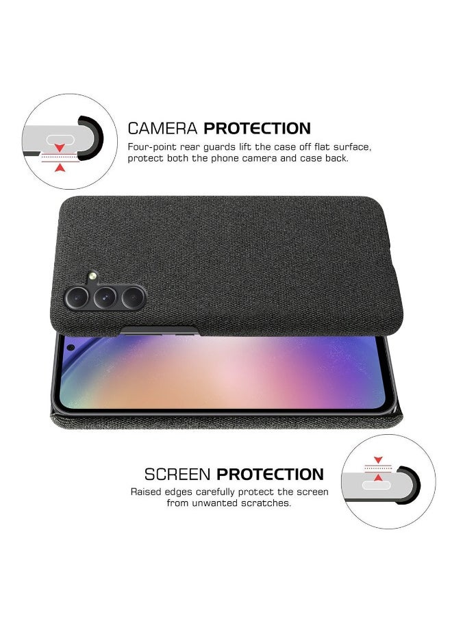 Generic Samsung Galaxy A-55 Case, Soft Premium Felt Cloth Phone Case for Samsung Galaxy A-55, Slim Comfortable Waterproof and Shockproof, Fully-Wrapped Plush Fabric Cover Compatible with Samsung A-55 5G, Black  - Image 3