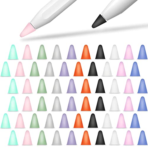 YINVA Cover Compatible with Apple Pencil Tips Silicone Nib Cap Accessories for Apple Pencil 1st and 2nd Generation(60 PCS,10 Colors) - Image 1