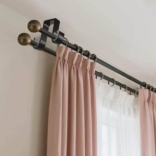 AddGrace Heavy Duty Double Curtain Rod Holders 2 Pack-Ceiling Curtain Rod Brackets Drilled Aluminum Alloy for Bedroom Living Room（Black） - Image 5