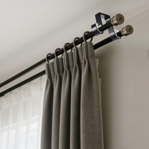 AddGrace Heavy Duty Double Curtain Rod Holders 2 Pack-Ceiling Curtain Rod Brackets Drilled Aluminum Alloy for Bedroom Living Room（Black） - Image 4