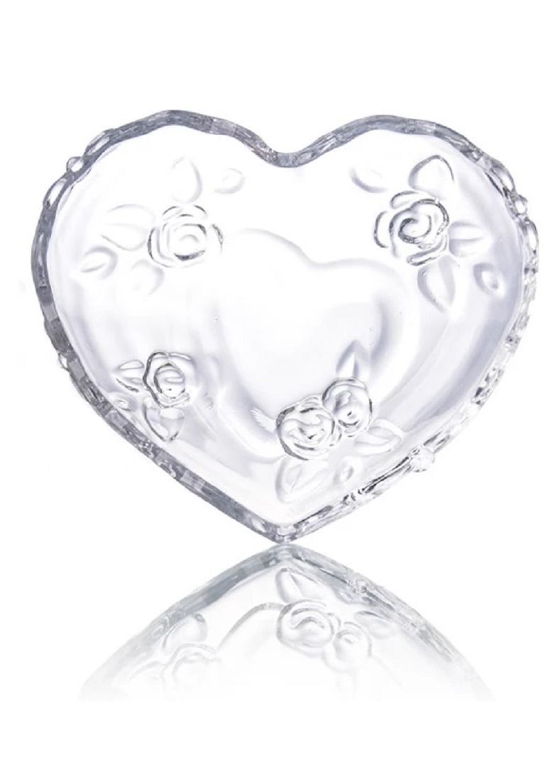 Heart Shaped Serving Bowl with lid Clear  - Image 2