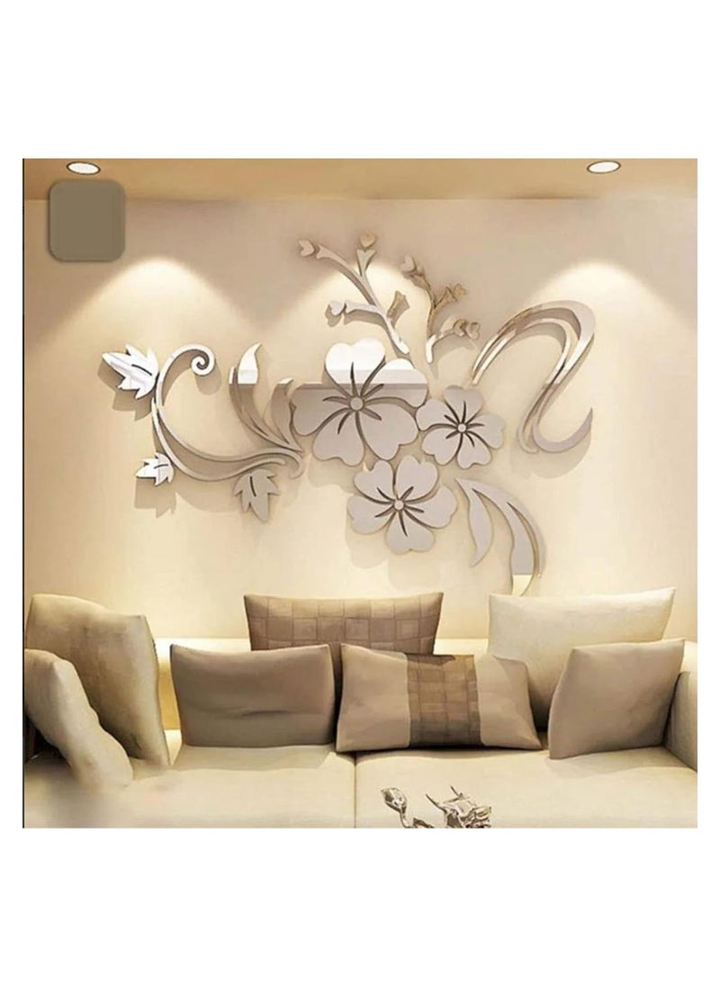 SYOSI Wall Stickers 3D Flower Mirror Family Wall Decals Living Room Wall Decor Mirror Stickers for Walls Decor Living Room Home Decorations Room Decor for Office Sofa Bedroom Mirror Decals 75*100cm  - Image 2