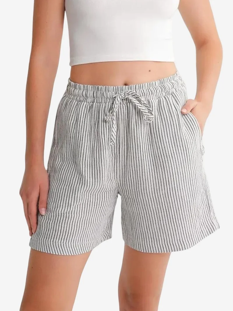 Mixray High-Waisted Striped Wide Leg Shorts
